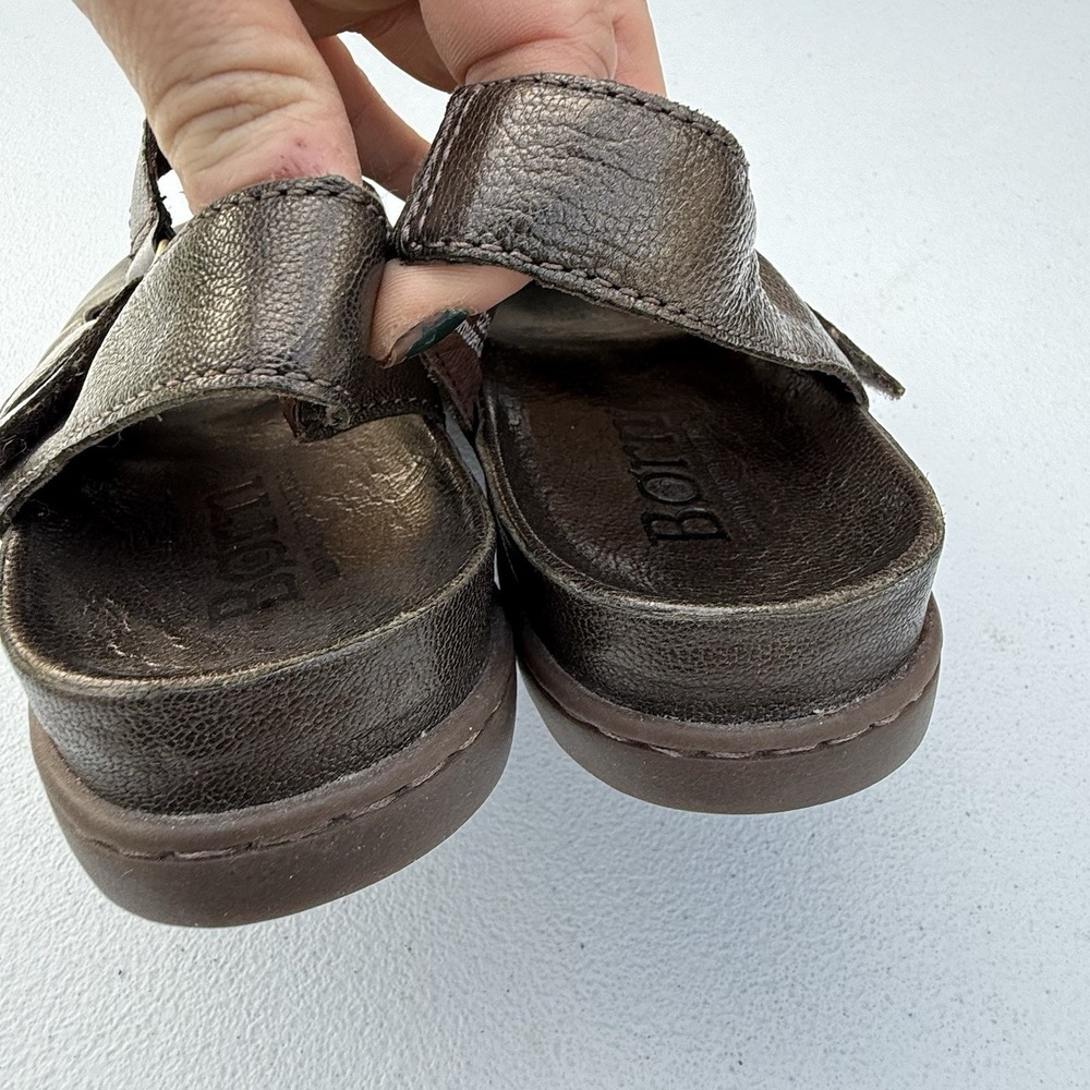 Women's BORN‎ Loafers Mules Brown Metallic Strappy Size 8 Mary Jane Heel less - Picture 5 of 12